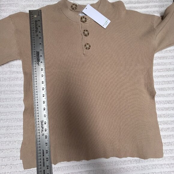 All Fenix Women's Pullover Sweater Top Small Long Sleeve Ribbed Knit Beige New - Picture 8 of 8